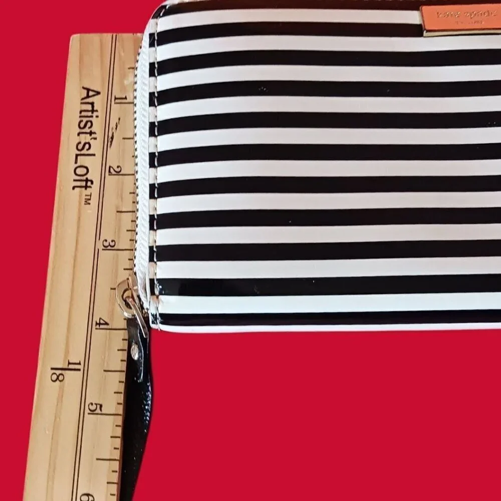 Kate Spade New York Black & White Striped  Wallet With Multiple Card Slots